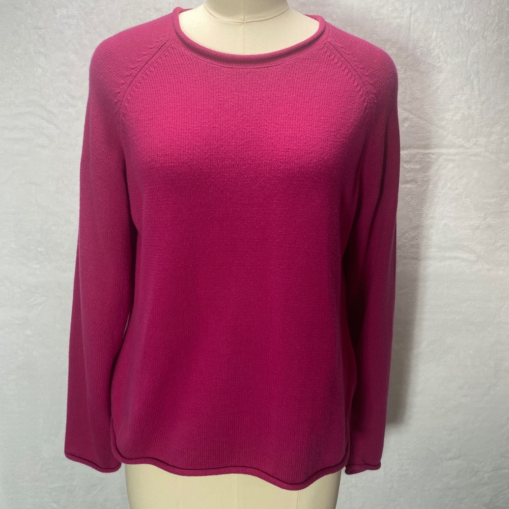 Sonoma L Fuchsia Pink Crew Neck Long Sleeve Knit Sweater Womens Holiday‎